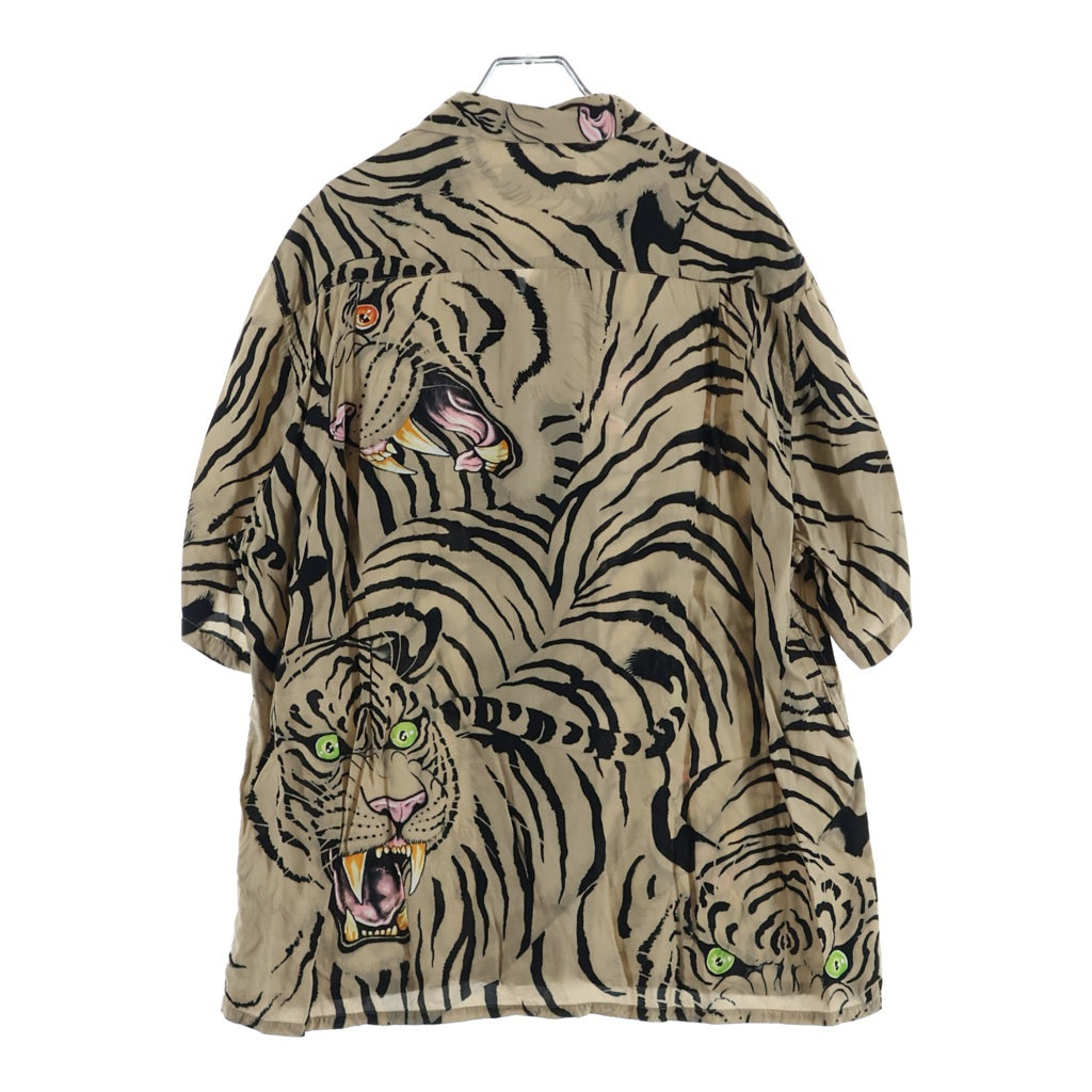 WACKO MARIA(ワコマリア) ×TIM LEHI S/S HAWAIIAN SHIRT ティムリーハイ ショートスリーブハワイアンシャツ タイガー総柄 開襟 オープンカラー ベージュ