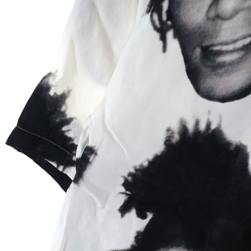 WACKO MARIA(ワコマリア) JEAN MICHEL BASQUIAT S/S HAWAIIAN SHIRT ジャンミシェルバスキア ショートスリーブハワイアンシャツ 総柄 開襟 オープンカラー ブラック/ホワイト