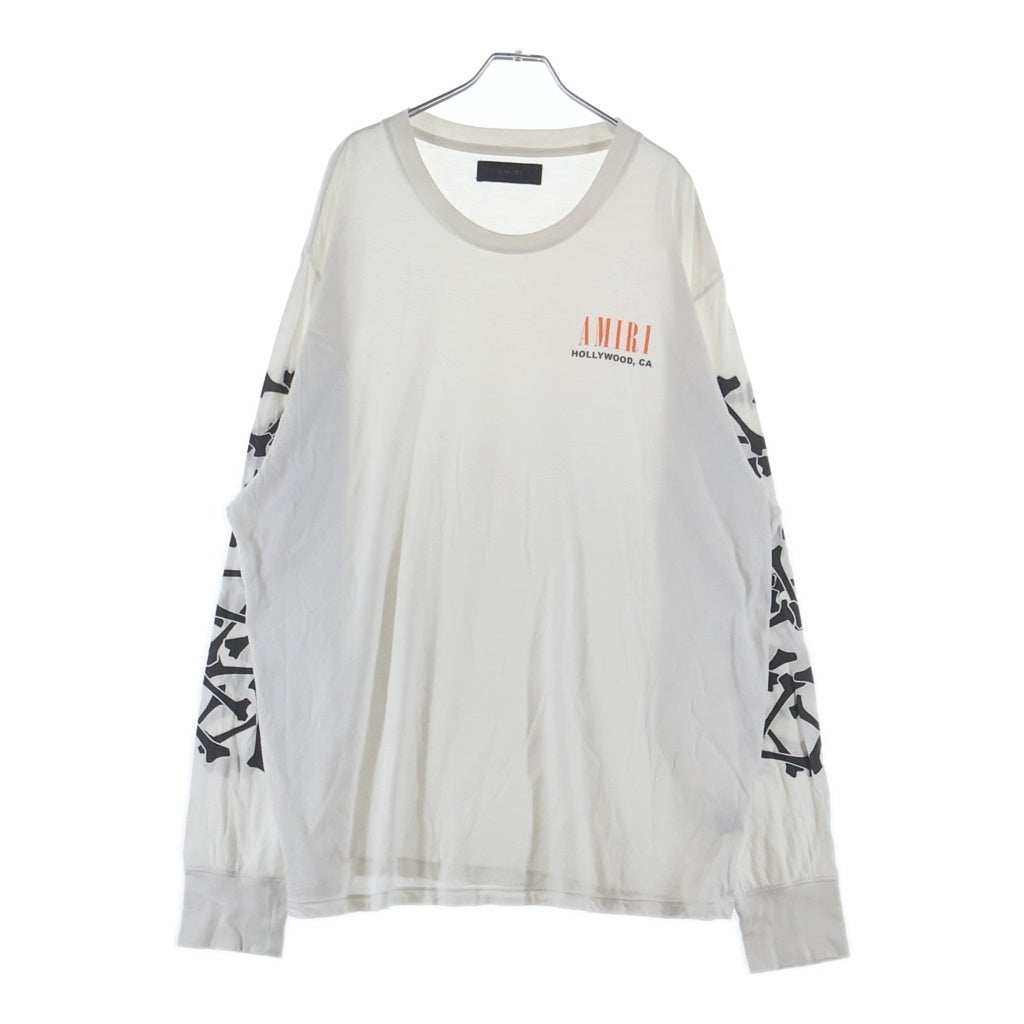 AMIRI(アミリ) 袖ボーンプリント クルーネック 長袖Tシャツ ホワイト