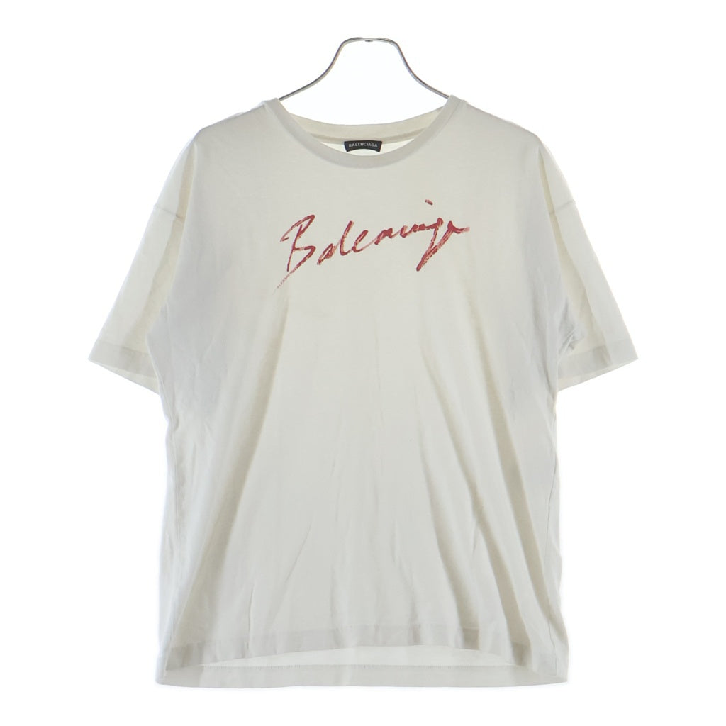 BALENCIAGA(バレンシアガ) フロントペイントロゴ クルーネック 半袖Tシャツ ホワイト 583212 TFV63