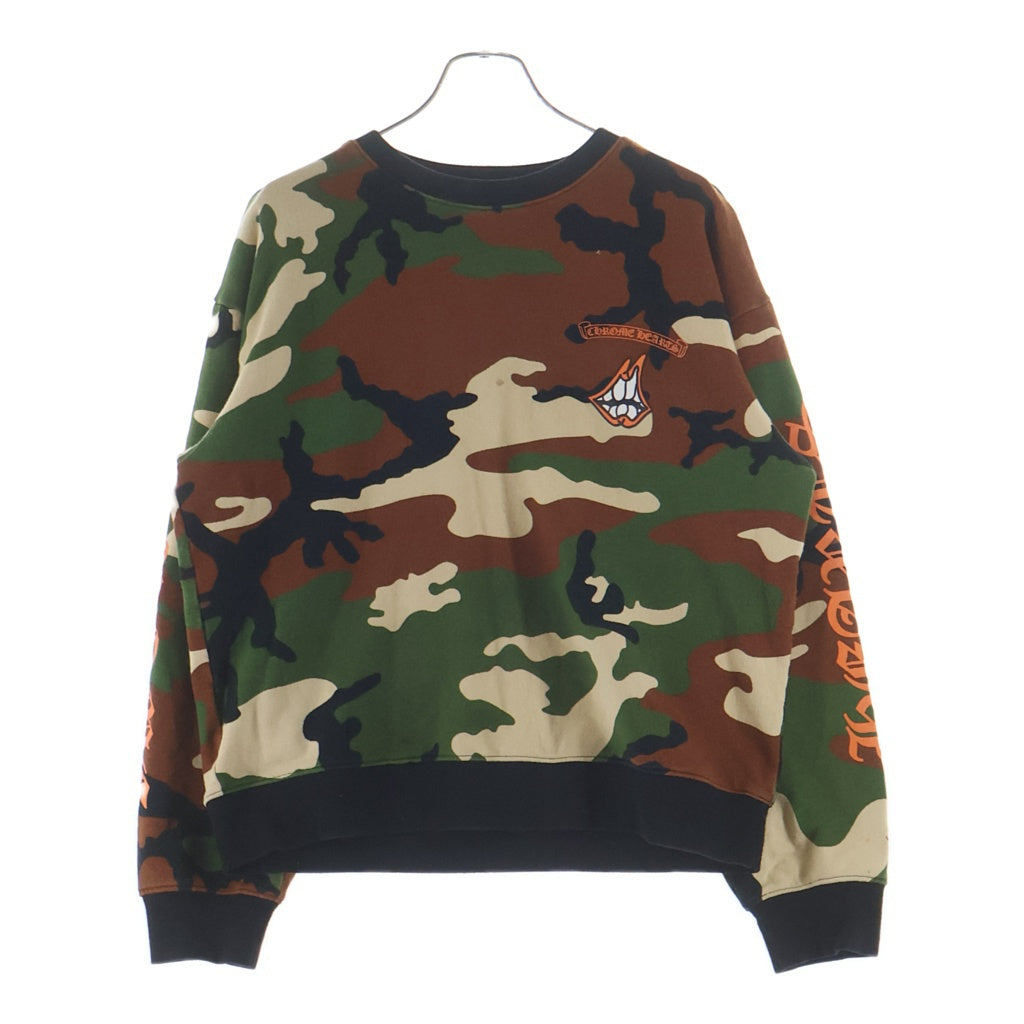 CHROME HEARTS(クロムハーツ) ×MATTY BOY PPO CAUTION CREW マッティボーイ カモフラ総柄 チョンパープリント クルーネックスウェットトレーナー カーキ