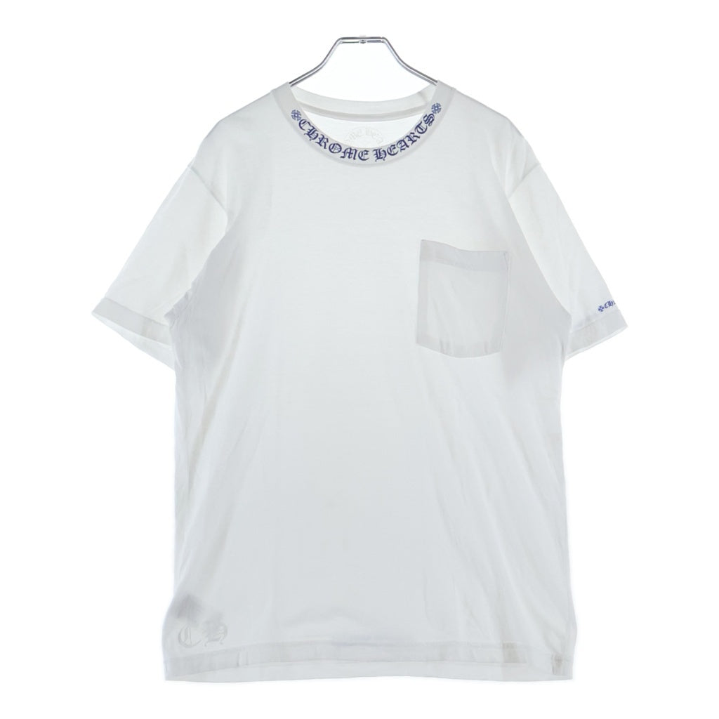 CHROME HEARTS(クロムハーツ) Neck Logo S/S Tee ネックロゴプリント クルーネック 半袖Tシャツ カットソー ホワイト