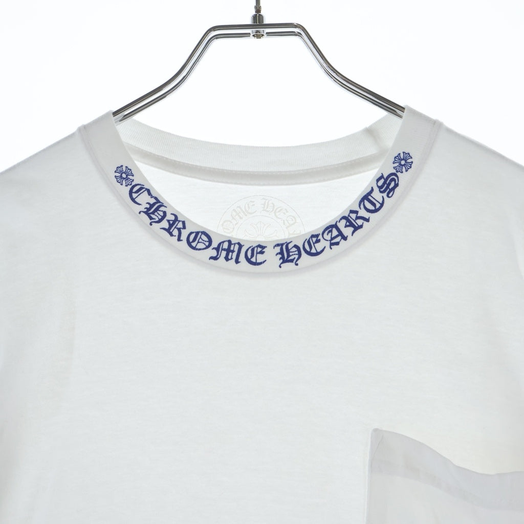 CHROME HEARTS(クロムハーツ) Neck Logo S/S Tee ネックロゴプリント クルーネック 半袖Tシャツ カットソー ホワイト