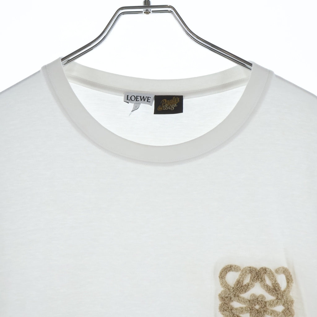 LOEWE(ロエベ) 24SS PAULA'S IBIZA パウラズ イビザ パイル アナグラムロゴ刺繍 クルーネック 半袖Tシャツ カットソー グレー H616Y22X67