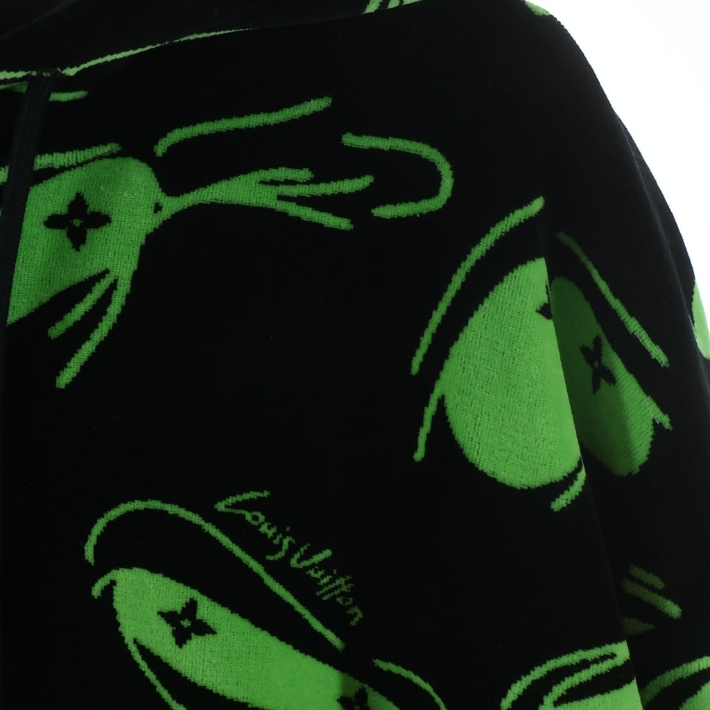 LOUIS VUITTON(ルイヴィトン) 22AW LVアイズグラフィックジャカード プルオーバーパーカー フーディ ブラック/グリーン RM222 RC6 HNY88W