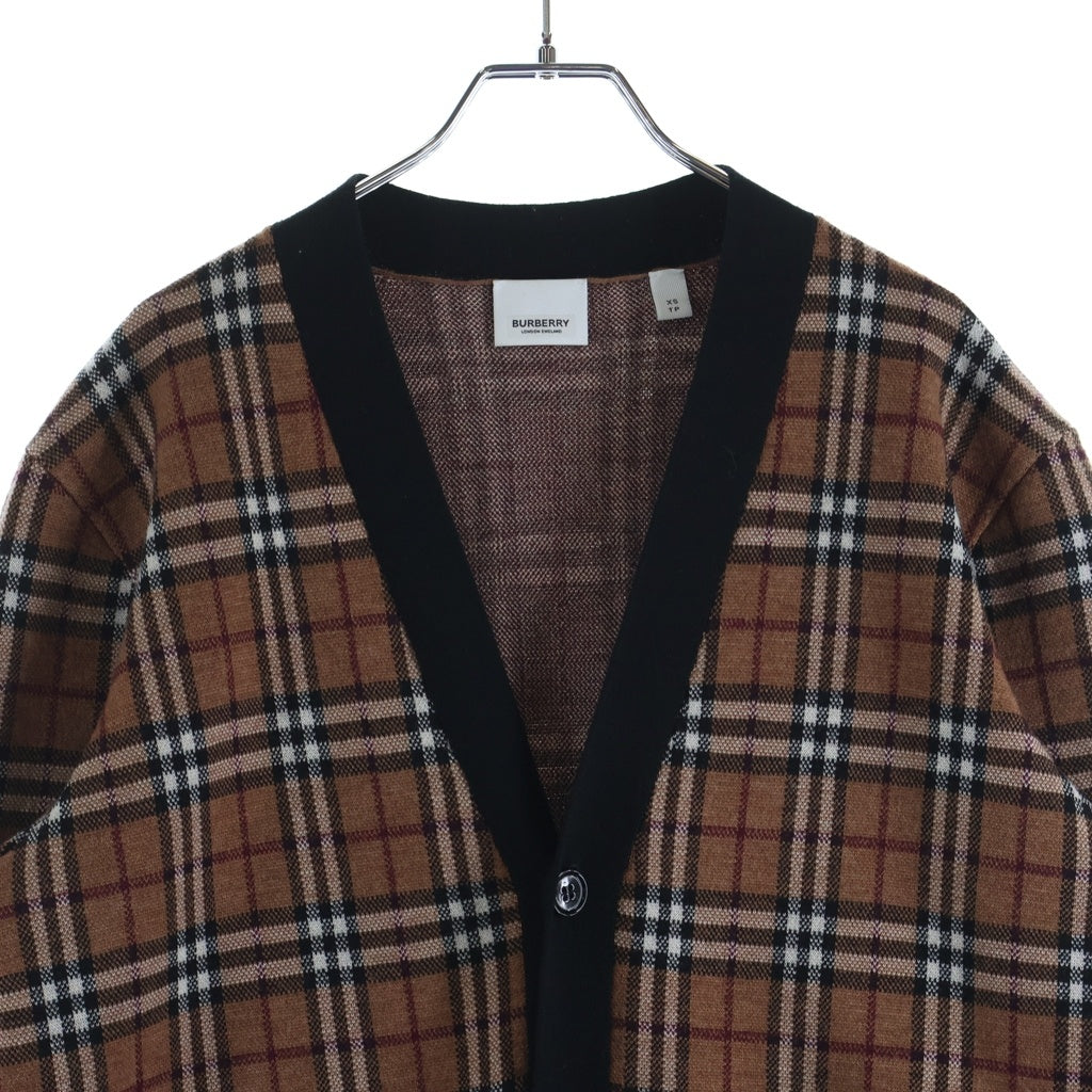 BURBERRY LONDON(バーバリーロンドン) ノバチェック柄 ウール 長袖カーディガン ブラウン 8050766/72B