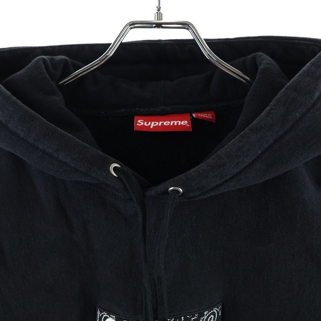 SUPREME(シュプリーム) 19AW Bandana Box Logo Hoodie バンダナ柄ボックスロゴ プルオーバーパーカー ブラック