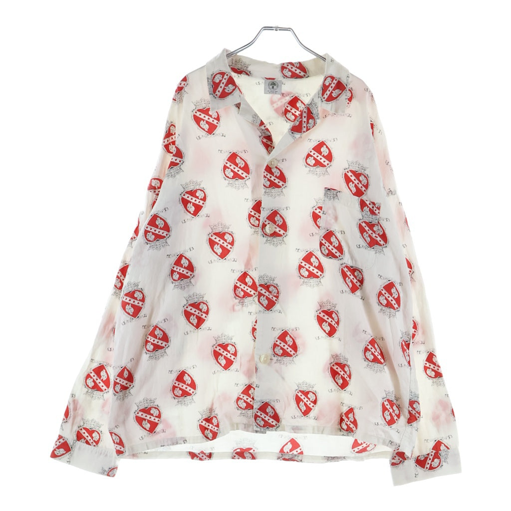 SAINT MICHAEL セントマイケル PAJAMA SHIRT HEART 総柄長袖 パジャマシャツ SM-S21-0000-031 ホワイト/レッド SAINT MICHAEL(セントマイケル) 21SS Pajama Shirt heart SM-S21-0000