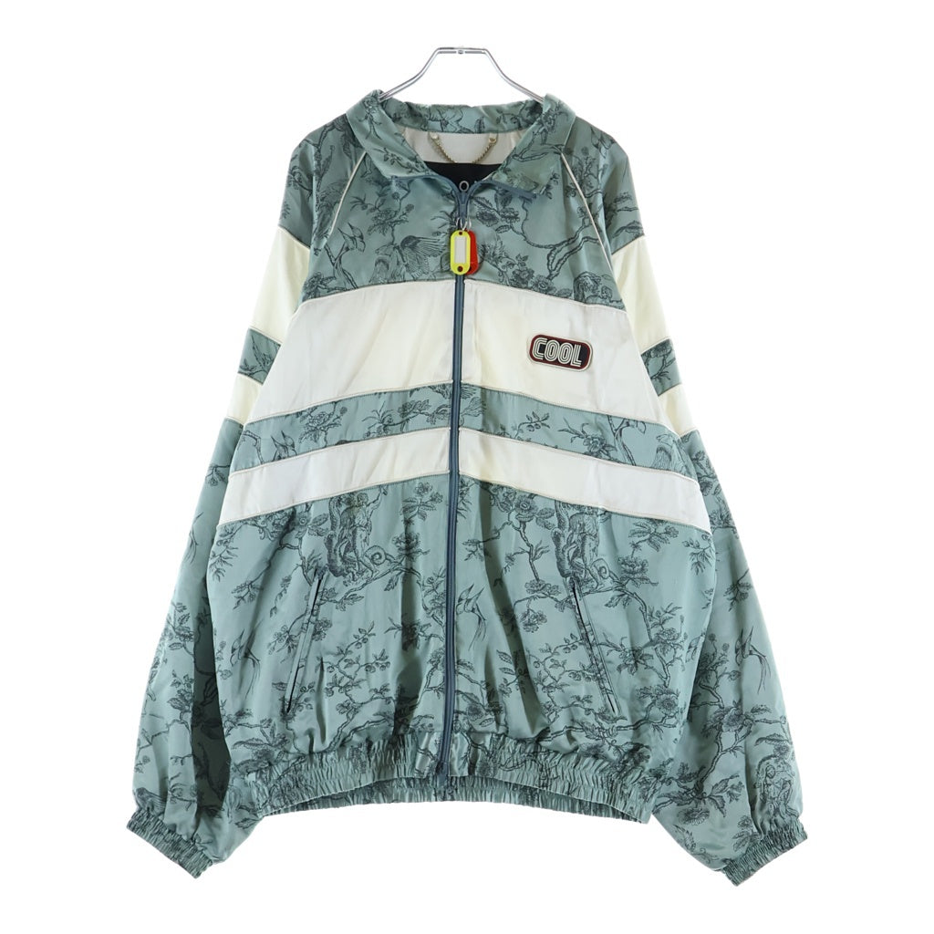 COOL T.M(クールティーエム) ラバーロゴワッペン付き シルク ジップアップジャケット ホワイト/グリーン 1PT2009A21102