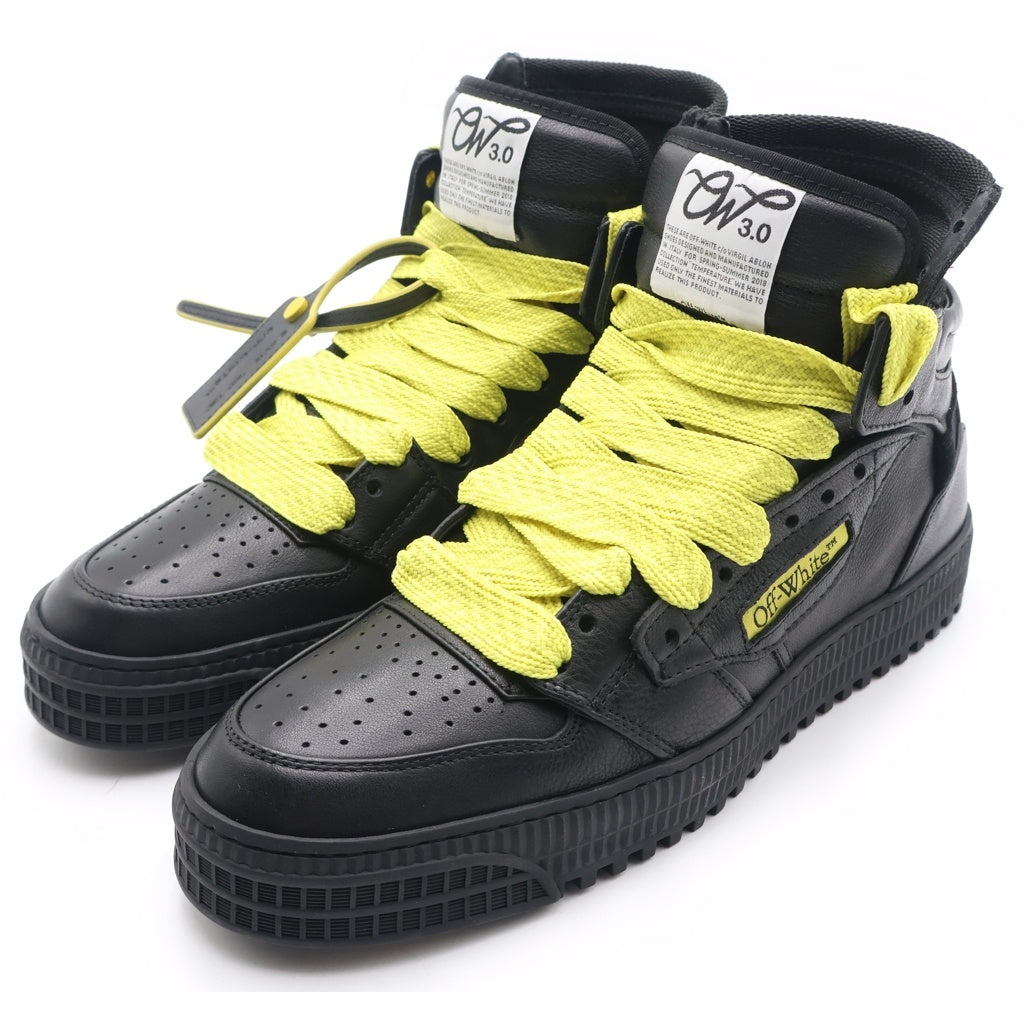 OFF-WHITE(オフホワイト) 24SS 3.0 OFF COURT CALF LEATHER オフコート カーフレザー ハイカットスニーカー ブラック OMIA065S24LEA0041019