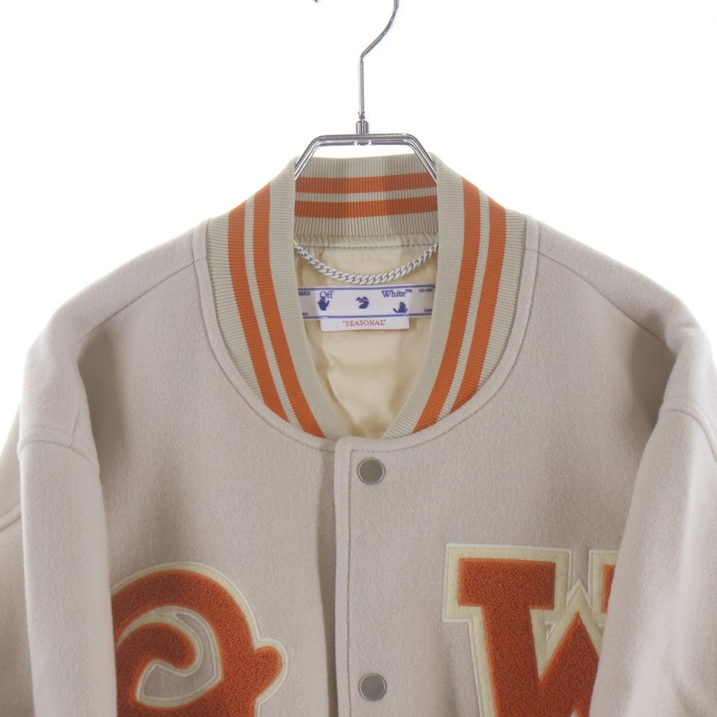 OFF-WHITE(オフホワイト) 23SS OW PATCH VARSITY OWパッチ バーシティジャケット スタジャン ベージュ/オレンジ OMEA305S23FAB001