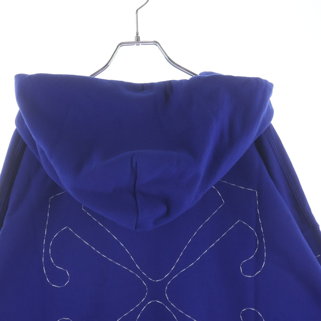 OFF-WHITE(オフホワイト) 23AW HOODED SWEATSHIRT フーディー ステッチアンカーデザイン プルオーバーパーカー ブルー OMBB085F23FLE019