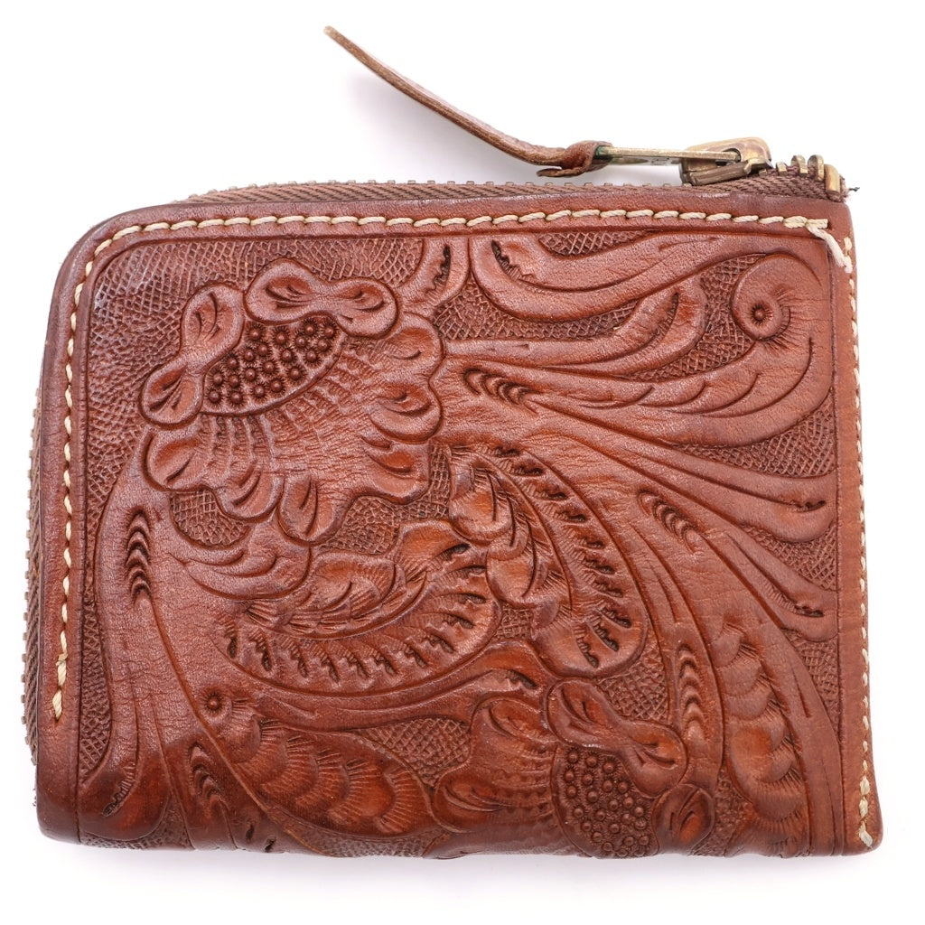 RRL(ダブルアールエル) Leather Coin Case レザーコインケース カービング ブラウン