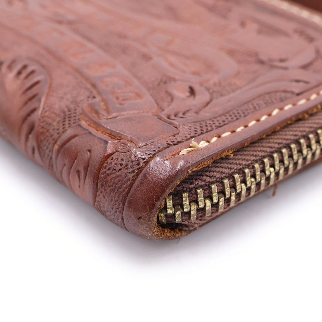 RRL(ダブルアールエル) Leather Coin Case レザーコインケース カービング ブラウン
