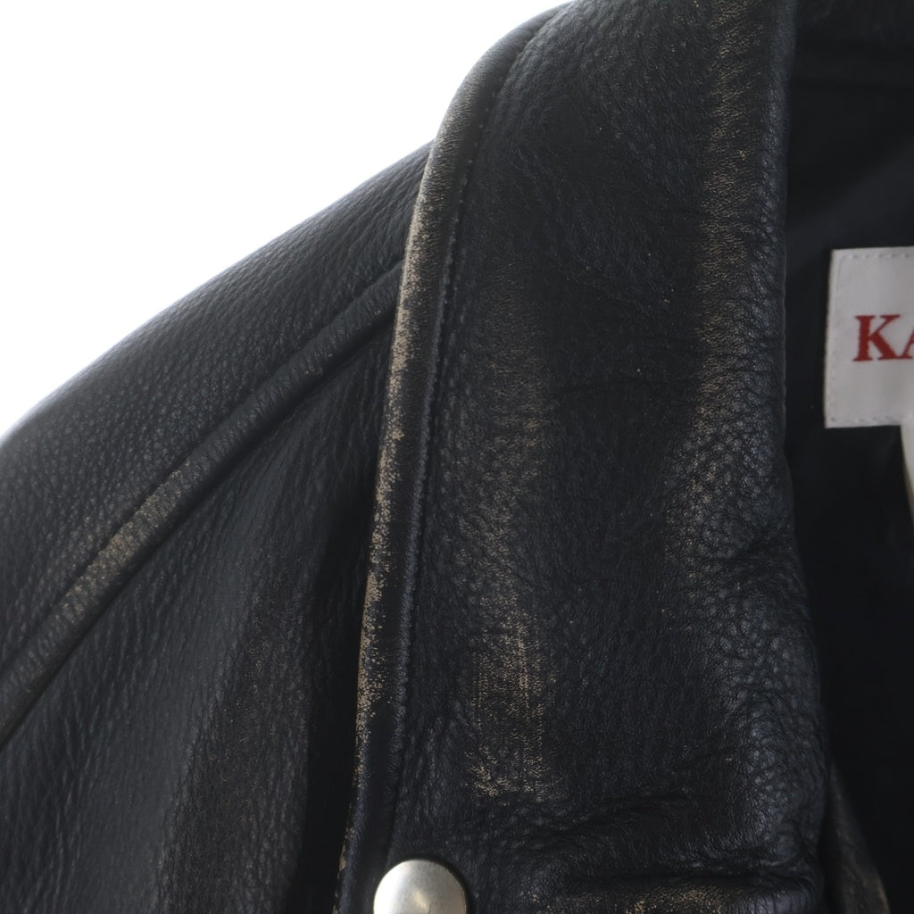 KAMIYA(カミヤ) Distressed Leather Biker Jackt デストロイ レザー バイカー ジャケット ライダース ダブル ブラック G16BL011