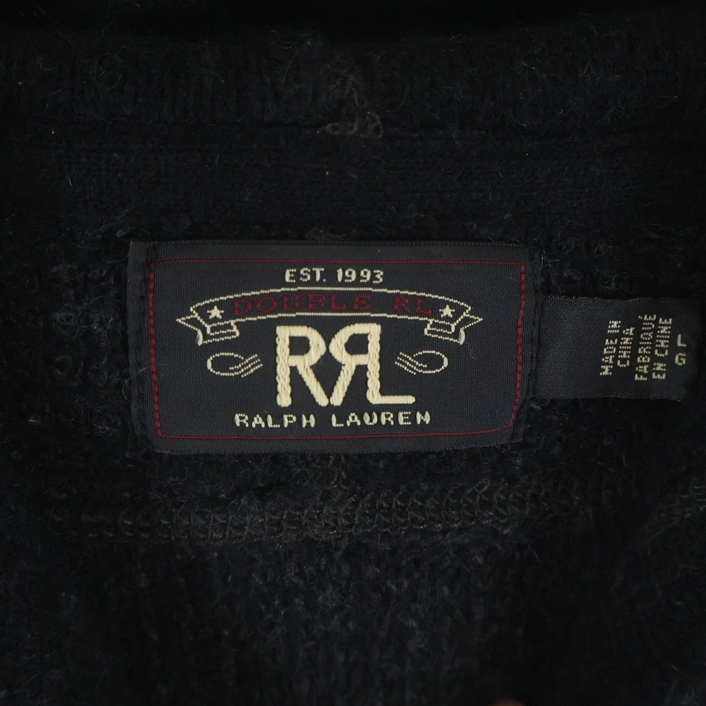 RRL(ダブルアールエル) プルオーバーニットパーカー カシミヤ ワッフル ブラック
