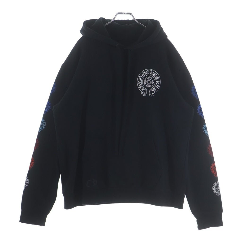 CHROME HEARTS(クロムハーツ) Multicolor Sleeve Logo Horseshoe Pullover Hoodie マルチカラー スリーブホースシューロゴ プルオーバーパーカー フーディー ブラック