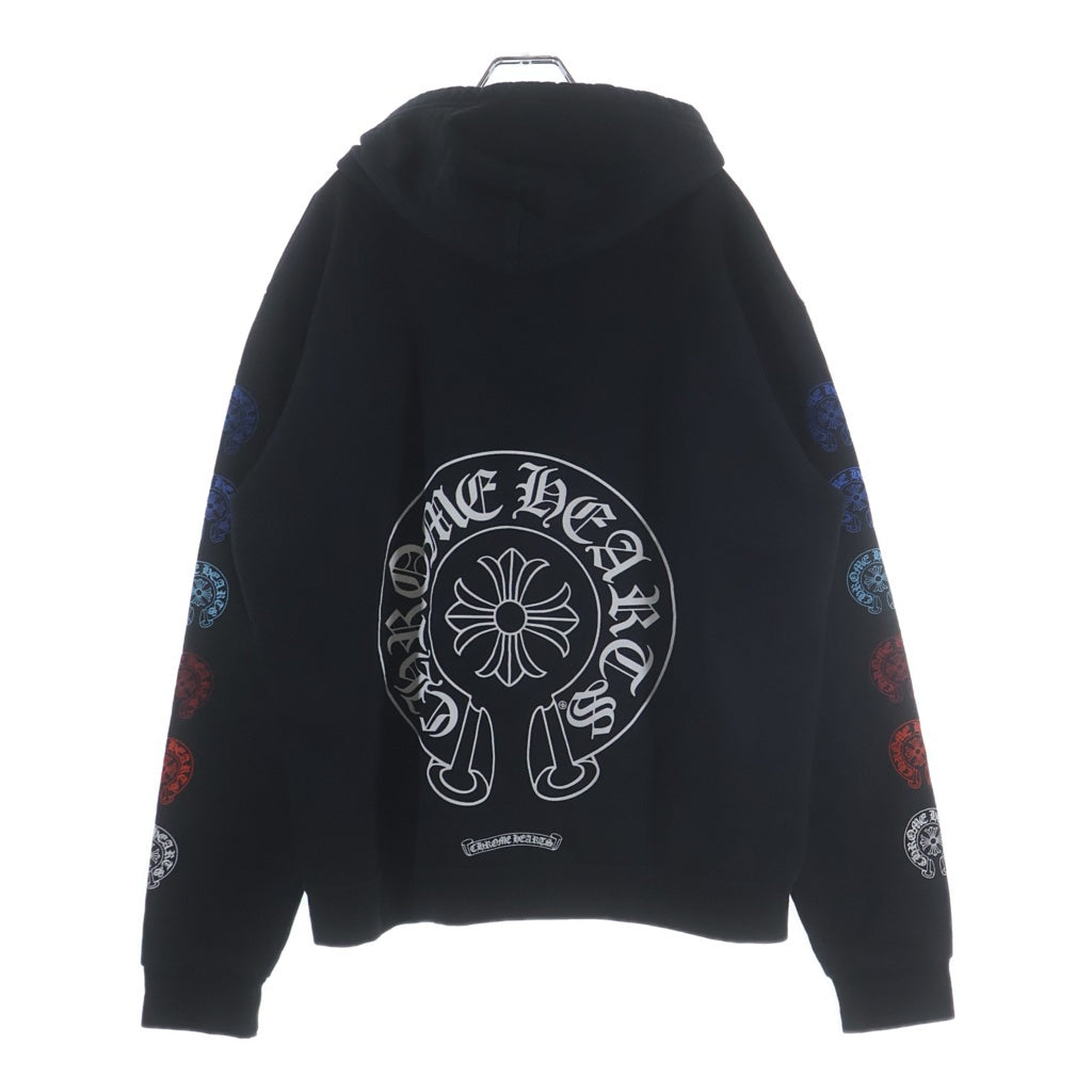 CHROME HEARTS(クロムハーツ) Multicolor Sleeve Logo Horseshoe Pullover Hoodie マルチカラー スリーブホースシューロゴ プルオーバーパーカー フーディー ブラック