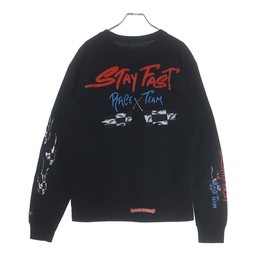 CHROME HEARTS(クロムハーツ) ×MATTY BOY STAYFAST RACE TEAM SWEAT グラフィックプリント クルーネック 長袖Tシャツ ブラック
