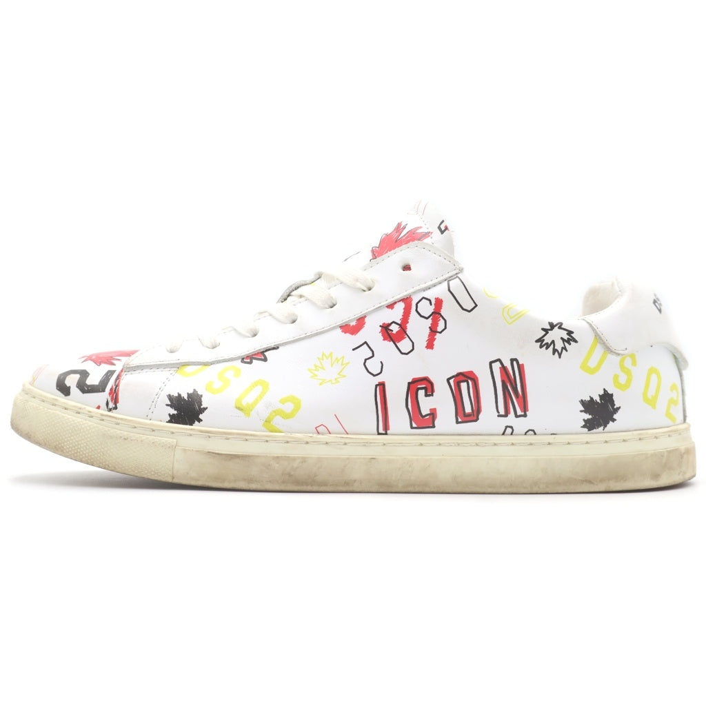 DSQUARED2(ディースクエアード) レザー グラフィック プリント ローカット スニーカー ホワイト SNM000501502591M1463