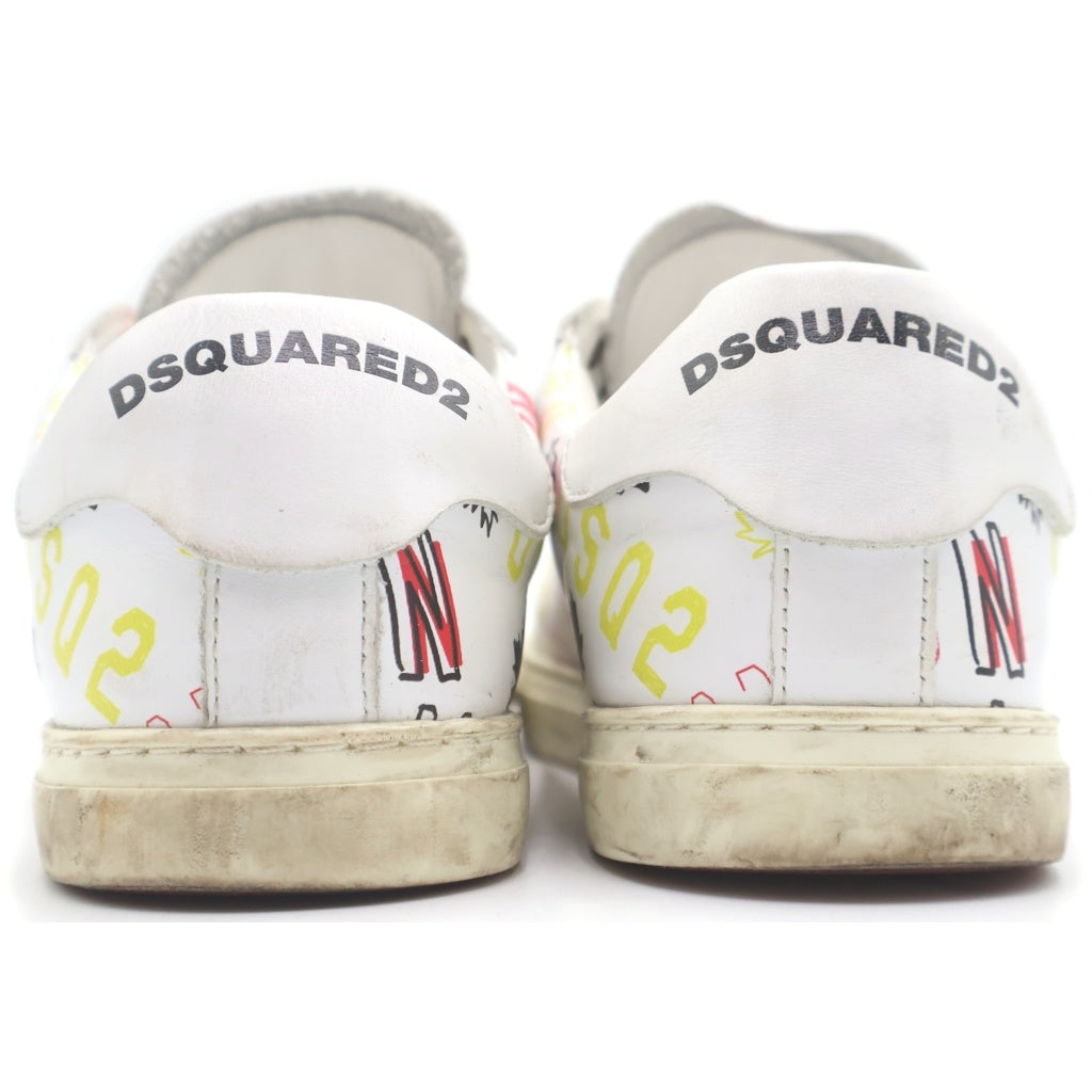 DSQUARED2(ディースクエアード) レザー グラフィック プリント ローカット スニーカー ホワイト SNM000501502591M1463