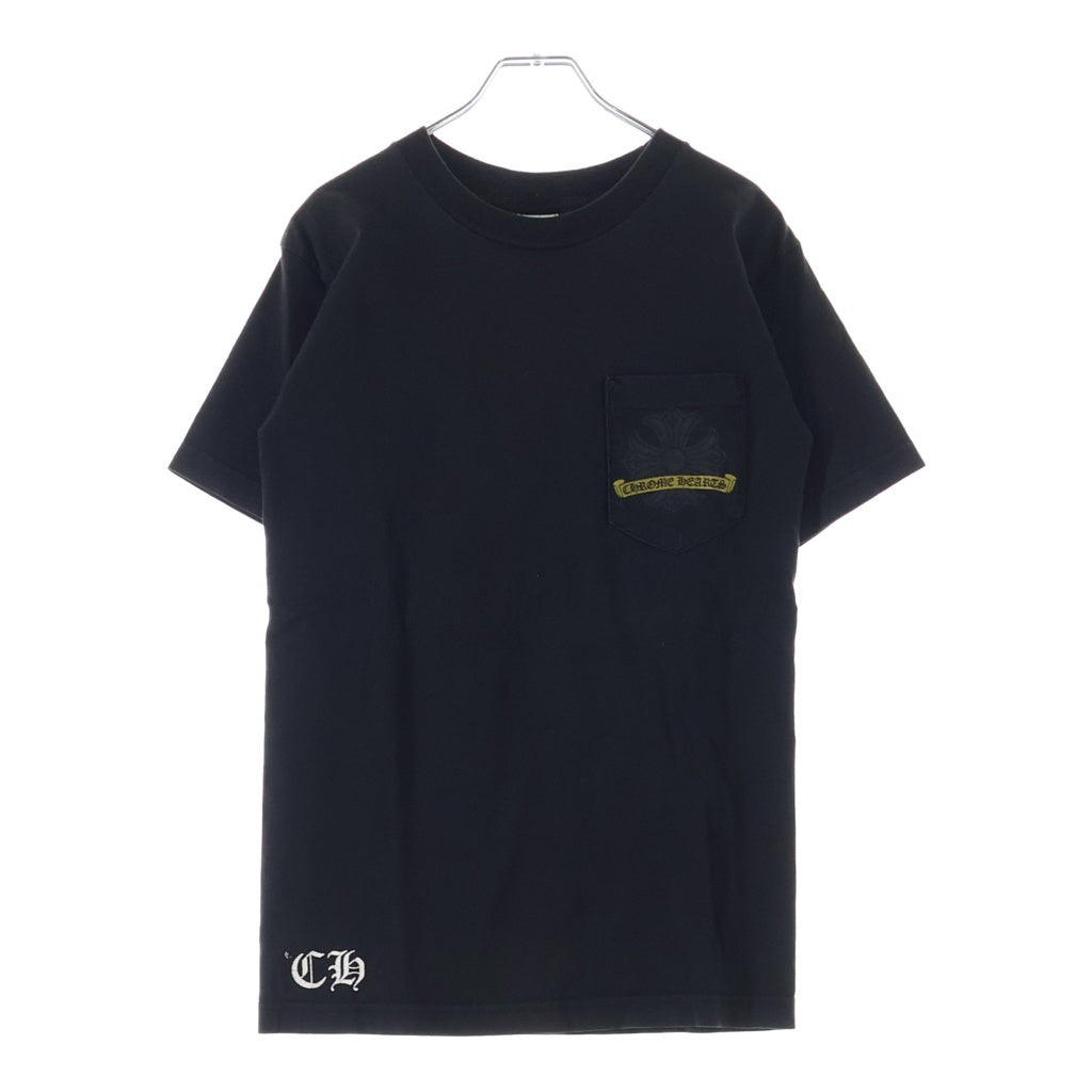 CHROME HEARTS(クロムハーツ) OLD バックホースシュー CHプラスポケット 半袖 クルーネック Tシャツ カットソー ブラック/イエロー