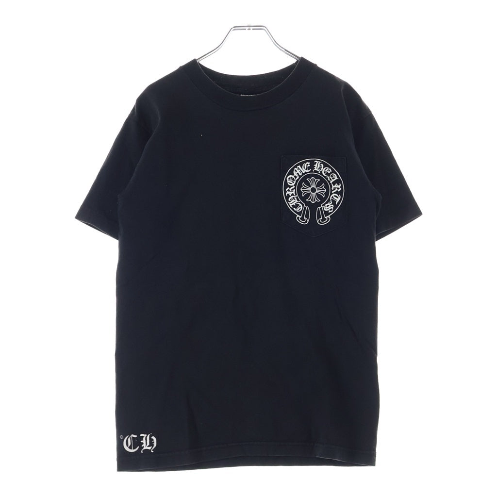 CHROME HEARTS(クロムハーツ) OLD バックスクロールロゴ ホースシューポケット スタープリント 半袖 クルーネック Tシャツ カットソー ブラック