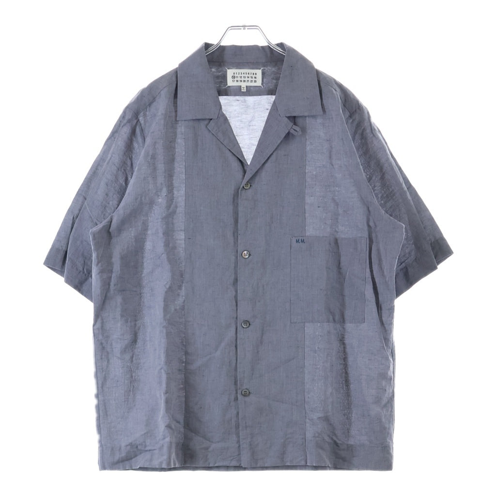 Maison Margiela(メゾンマルジェラ) オープンカラー ボウリングシャツ リネン 半袖シャツ インディゴ S50DL0507 S54670
