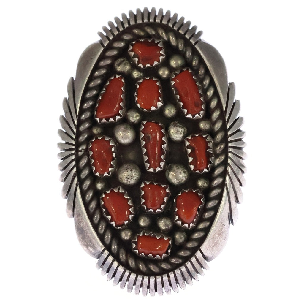 INDIAN JEWELRY(インディアンジュエリー) NAVAJO ナバホ族 コーラル リング シルバー/レッド