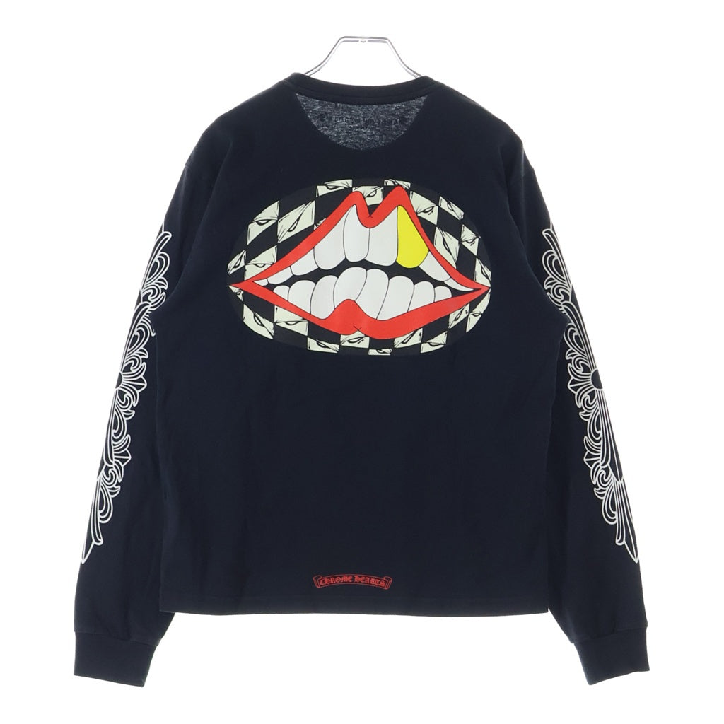 CHROME HEARTS(クロムハーツ) MATTY BOY マッティボーイ 袖フローラルクロスプリント クルーネック 長袖Tシャツ ブラック