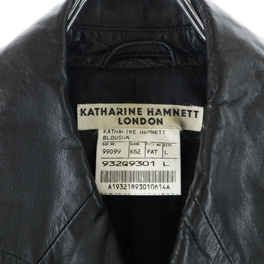 KATHARINE HAMNETT(キャサリンハムネット) ゴートスキン レザーダブルスナップボタンジャケット ブラック 99D99K62