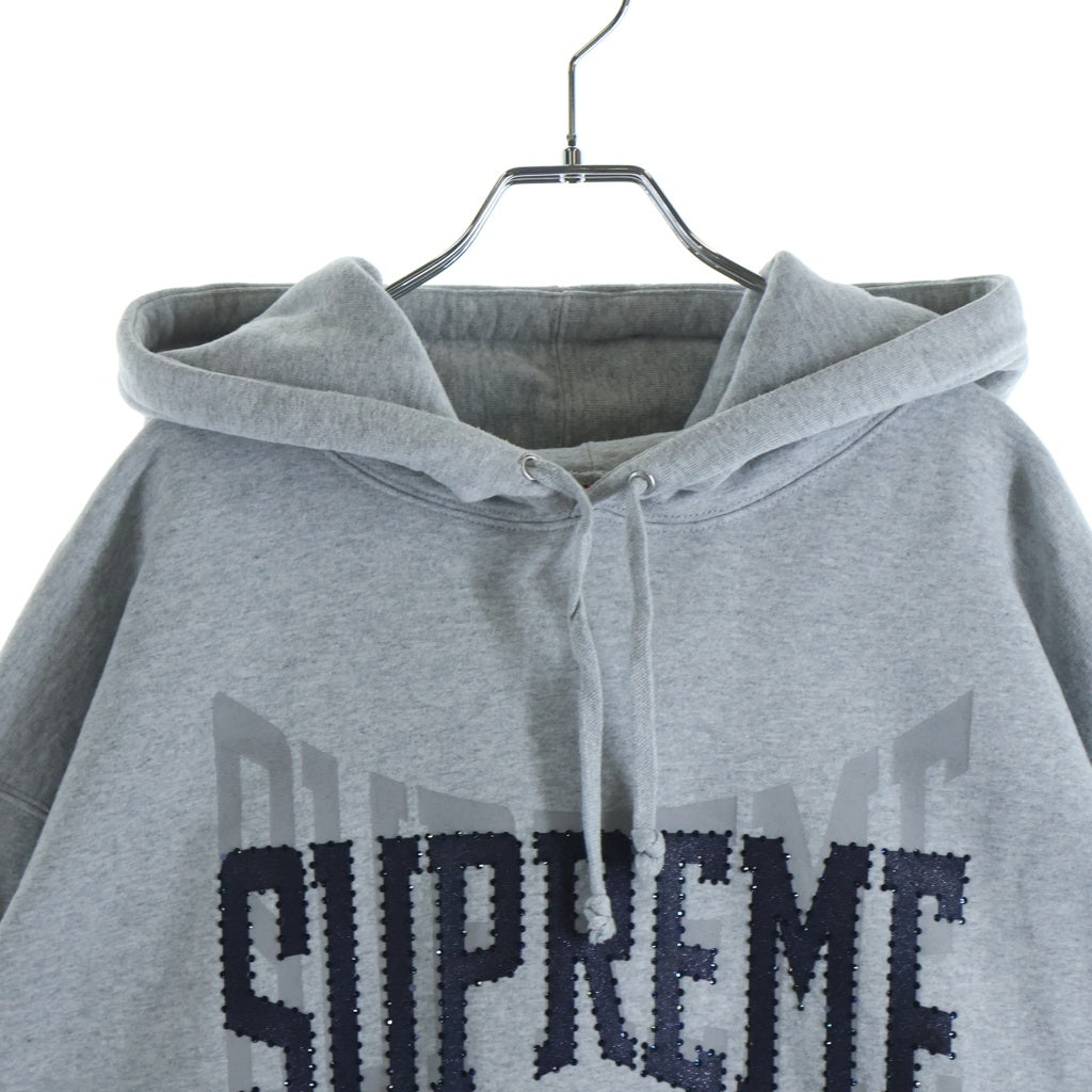SUPREME(シュプリーム) 22AW Rhinestone Shadow Hooded ラインストーン シャドウ フーディー プルオーバーパーカー グレー