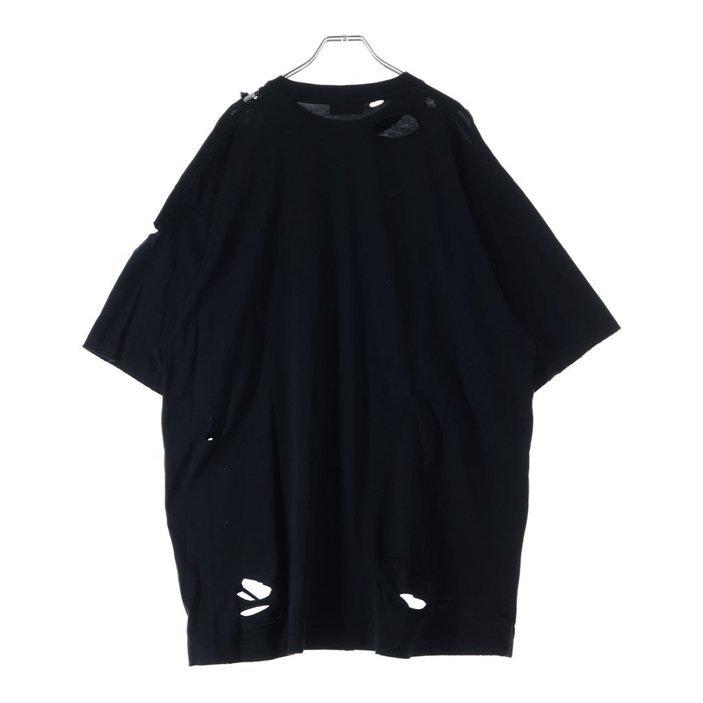 BALENCIAGA(バレンシアガ) DESTOROYED LOGO OVERSIZED T-SHIRT 半袖 クルーネック Tシャツ ブラック 651795