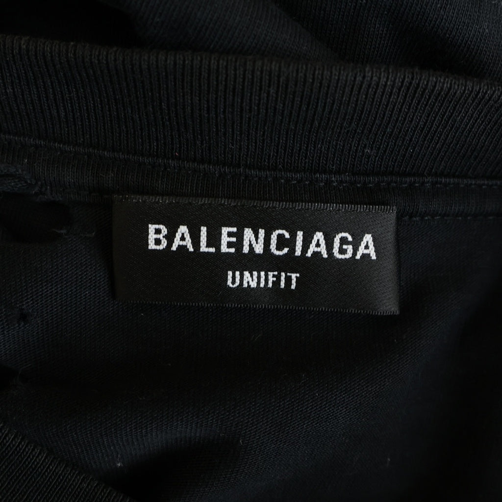 BALENCIAGA(バレンシアガ) DESTOROYED LOGO OVERSIZED T-SHIRT 半袖 クルーネック Tシャツ ブラック 651795