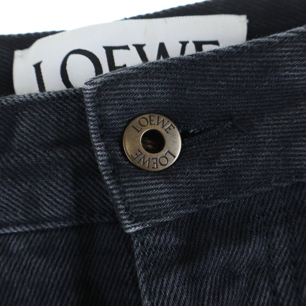 LOEWE(ロエベ) 25AW ANAGRAM BAGGY JEANS アナグラムバギージーンズ ボタンフライ ロゴ刺繍 ワイドデニムパンツ ブラック H526Y11WA4