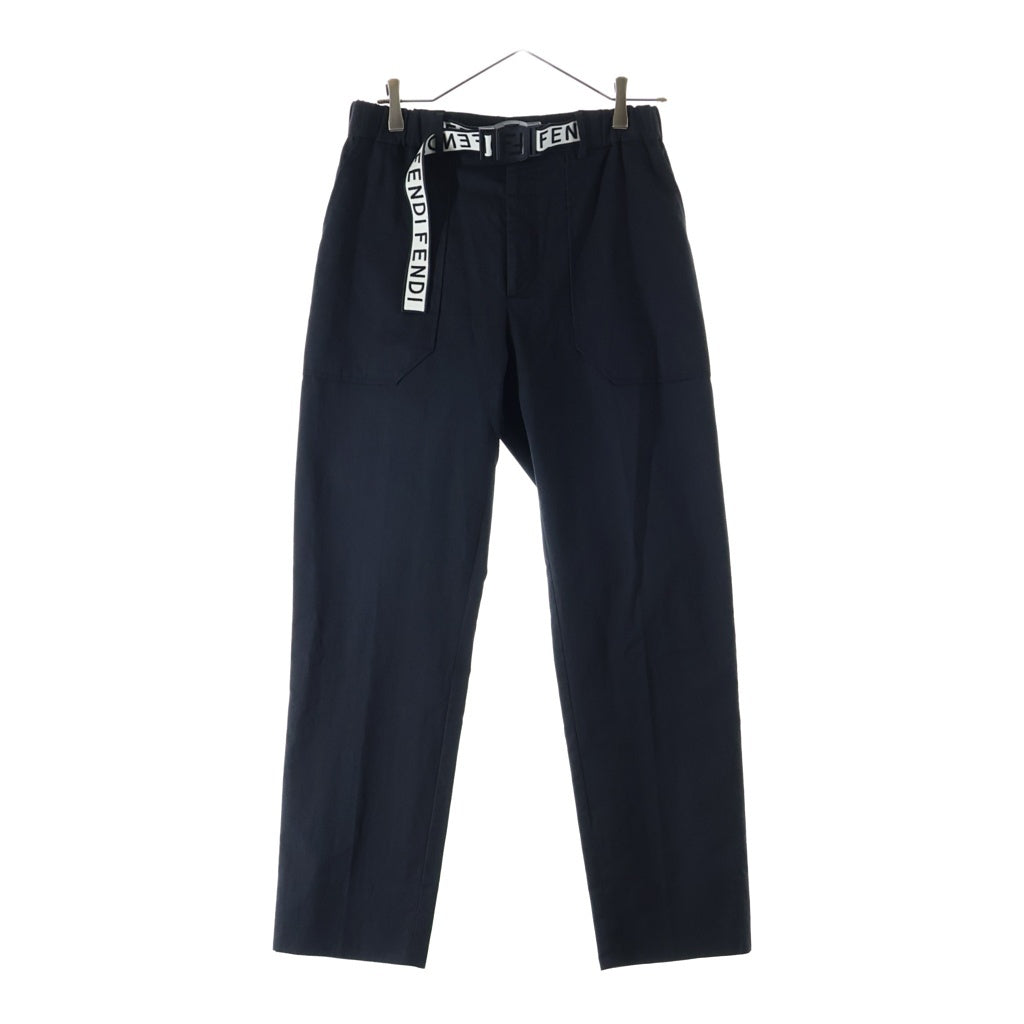 FENDI(フェンディ) ロゴベルト コットンツイルパンツ ブラック FB0584 ACBW