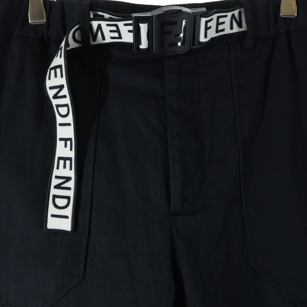 FENDI(フェンディ) ロゴベルト コットンツイルパンツ ブラック FB0584 ACBW