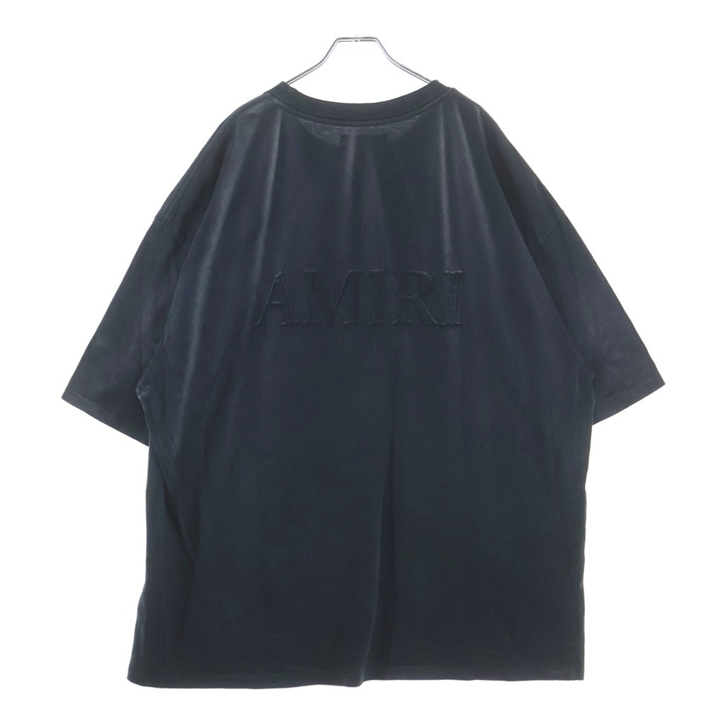 AMIRI(アミリ) ロゴ刺繍 ヴィンテージ加工 半袖 クルーネック Tシャツ カットソー ブラック SRAMJYTE1137SMRBC00