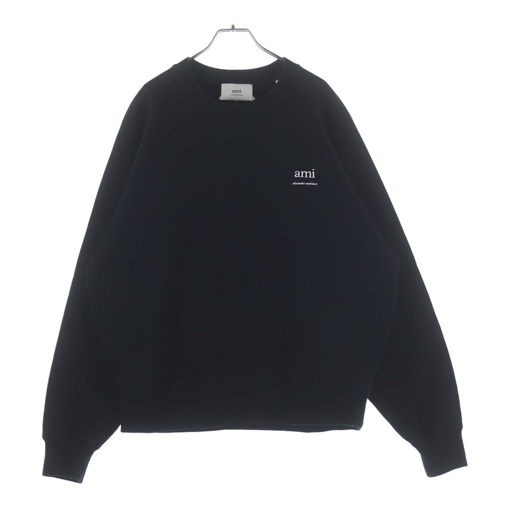 AMI Alexandre Mattiussi(アミアレクサンドルマテュッシ) SWEATSHIRT フラントロゴプリント クルーネック 長袖スウェット ブラック USW024.747