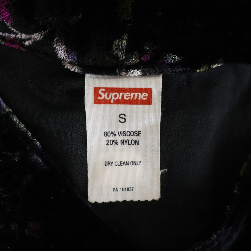 SUPREME(シュプリーム) 19AW Floral Velour Baseball Jersey フロントアーチロゴ フローラル総柄 ベロア 半袖 ゲームシャツ マルチカラー