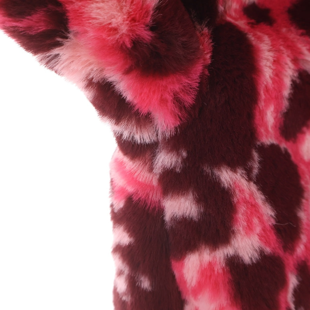 A BATHING APE(アベイシングエイプ) wild leopard pattern one point long fur jacket ファージャケット エイプカモ ピンク 1L80-241-301 レディース