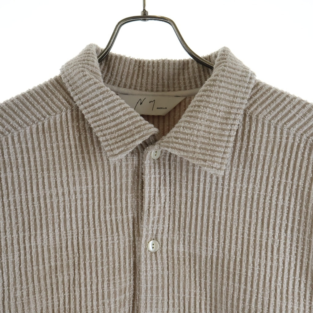 ANCELLM(アンセルム) CUT STRIPE SHIRT カット ストライプ 長袖シャツ アイボリー ANC-CT95