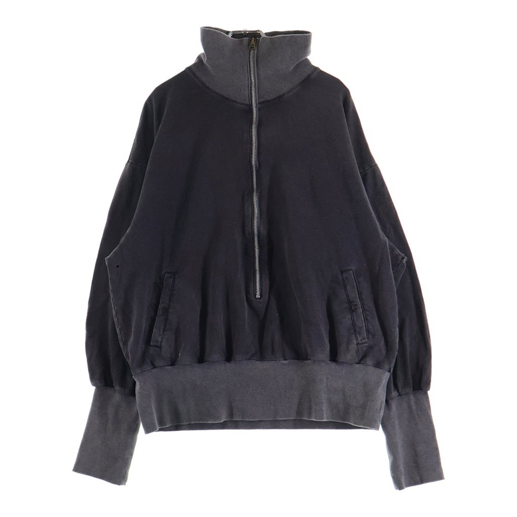 NO BRAND(ノーブランド) barbell object zip sweat fade バーベルオブジェクト フェード加工 ジップアップ 長袖スウェット トレーナー グレー