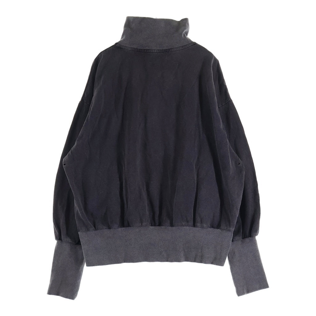 NO BRAND(ノーブランド) barbell object zip sweat fade バーベルオブジェクト フェード加工 ジップアップ 長袖スウェット トレーナー グレー
