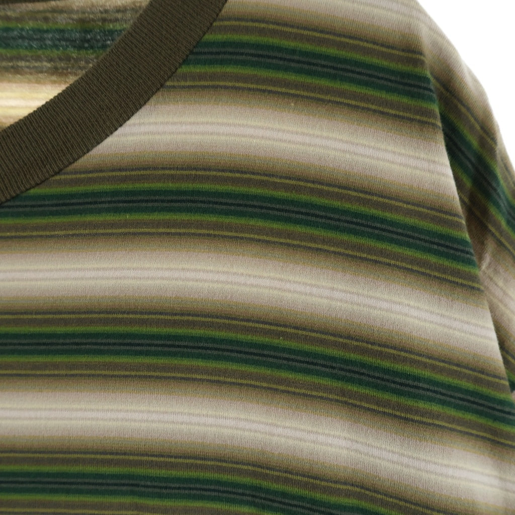 AURALEE(オーラリー) 25AW GRADIENT STRIPE JERSEY TEE ストライプ 半袖Tシャツ グリーン A25AT02GJ