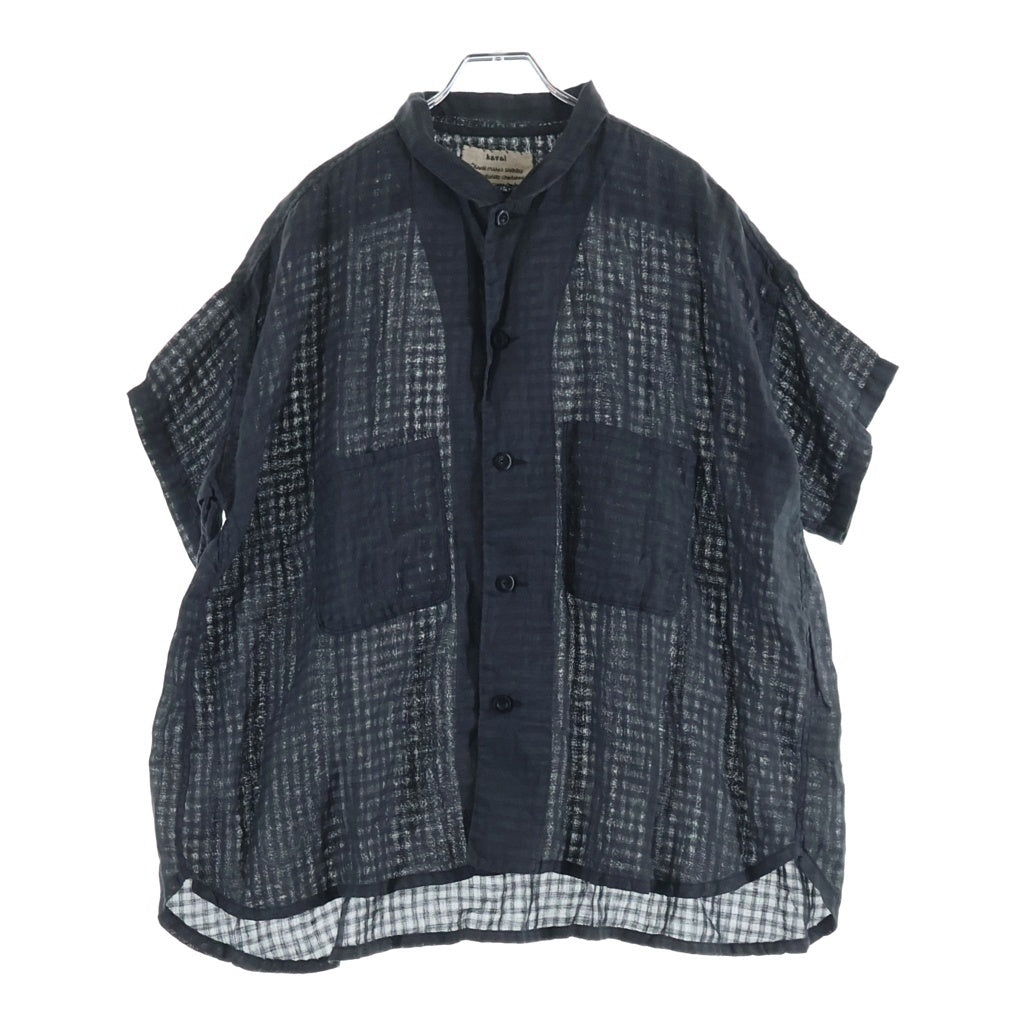 NO BRAND(ノーブランド) kaval カヴァル コットン シースルー 半袖シャツ ブラック