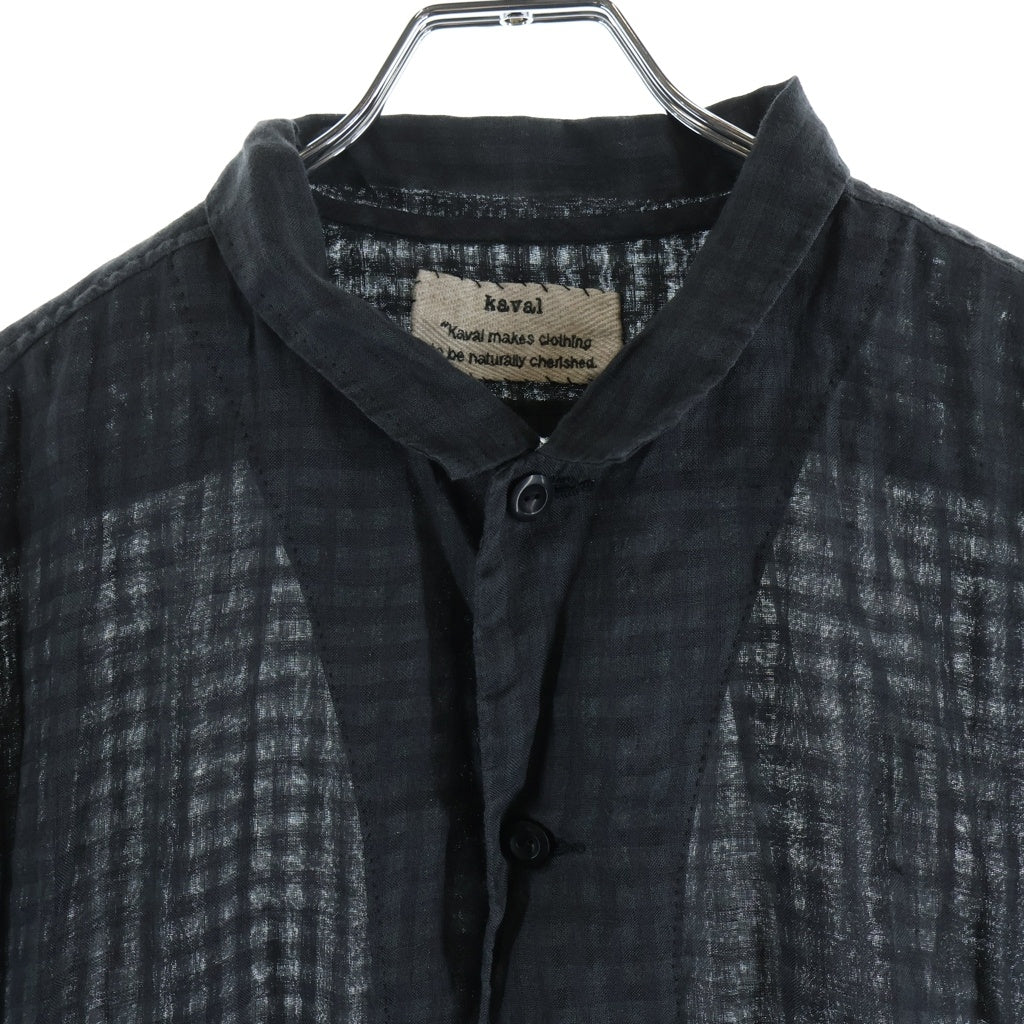 NO BRAND(ノーブランド) kaval カヴァル コットン シースルー 半袖シャツ ブラック