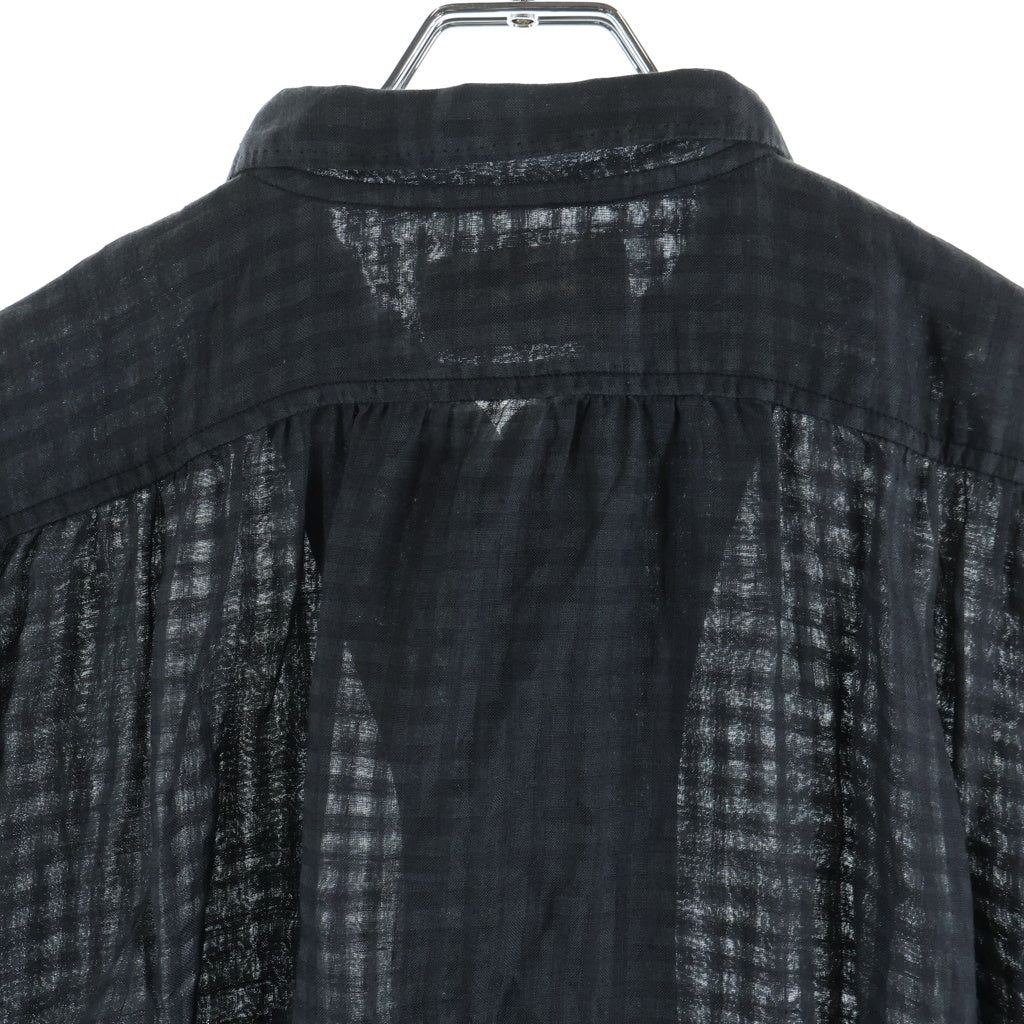 NO BRAND(ノーブランド) kaval カヴァル コットン シースルー 半袖シャツ ブラック