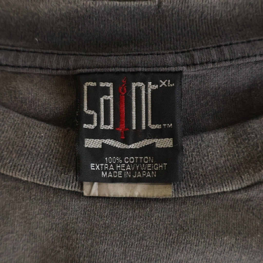 SAINT MICHAEL(セントマイケル) 23SS Fire Baby L/S Tee ファイヤーベイビー 両面プリント クルーネック 長袖Tシャツ グレー SM-S23-0000-026