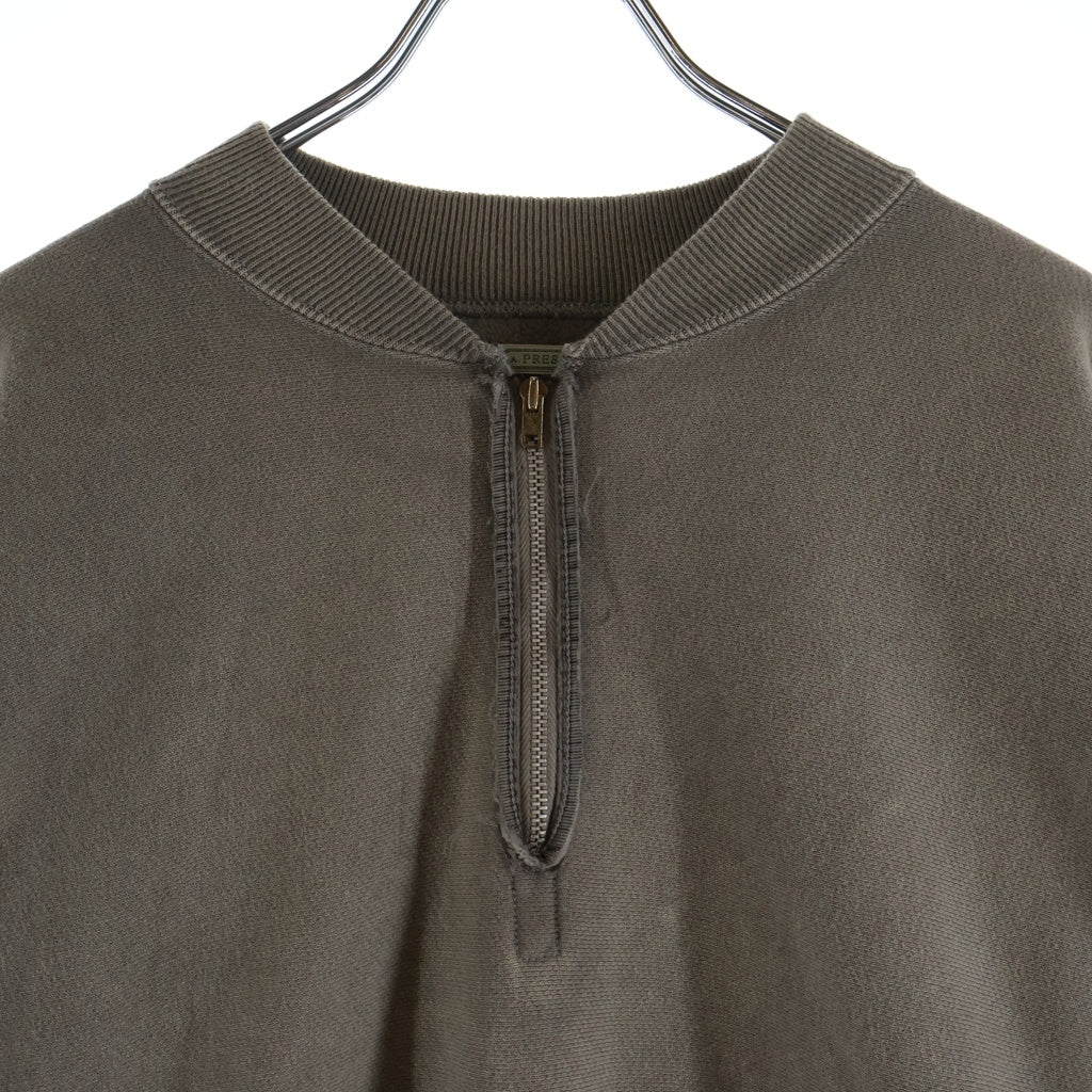 A.PRESSE(アプレッセ) 25AW Vintage Half Zip Rib Collar Sweatshirt ヴィンテージ加工 ハーフジップリブカラースウェット トレーナー チャコールグレー 25AAP-05-07